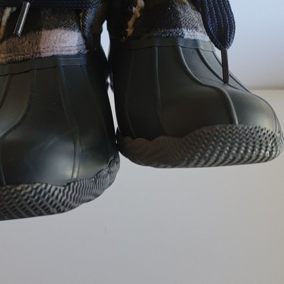 Sperry Blue Gray Plaid Shearling Duck Boots 7M - Picture 8 of 10